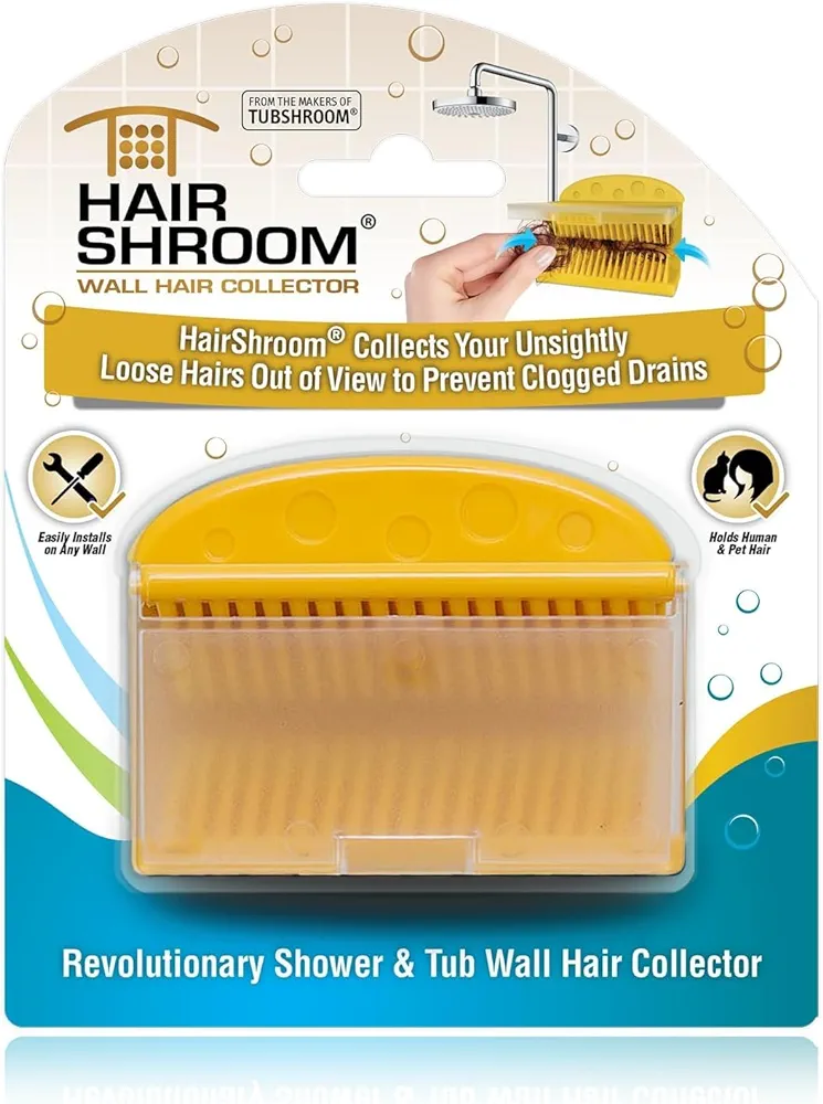 Reusable Shower & Bathtub Wall Hair Catcher Hair Grabber Snare for The Hidden Storage of Wet Hair to Prevent Clogged Drains, Gold