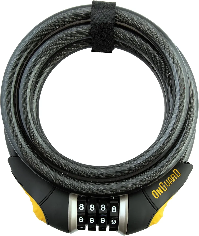 Onguard Akita Cinch Loop Cable, 15FT Medium-Duty Steel Cable Lock – Vinyl-Coated with User-Settable Combo Lock