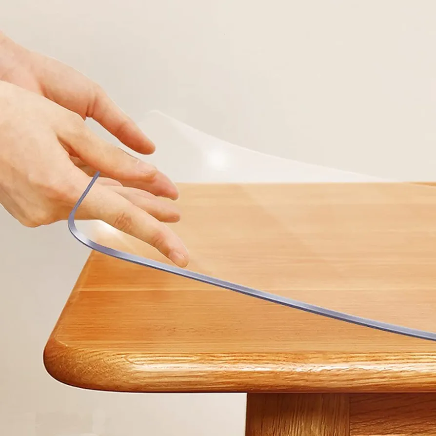 Plastic Clear Chair Mat 30x60 Crystal Clear Plastic Dining Table Cover Protector Office Desk Pad Mat Rectangle Vinyl Table Cover 5 Foot Table PVC Desk Writing Mat Wood Side End Coffee Kitchen Table