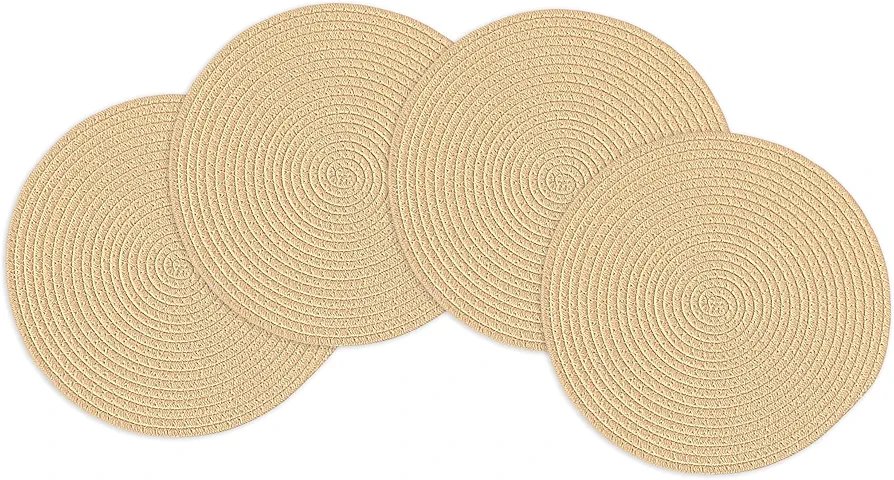 Round Woven Placemats Set of 4, 11.8inch Heat Resistant Place Mats Protect The Dining Table, Kitchen Table Decor (Brown)