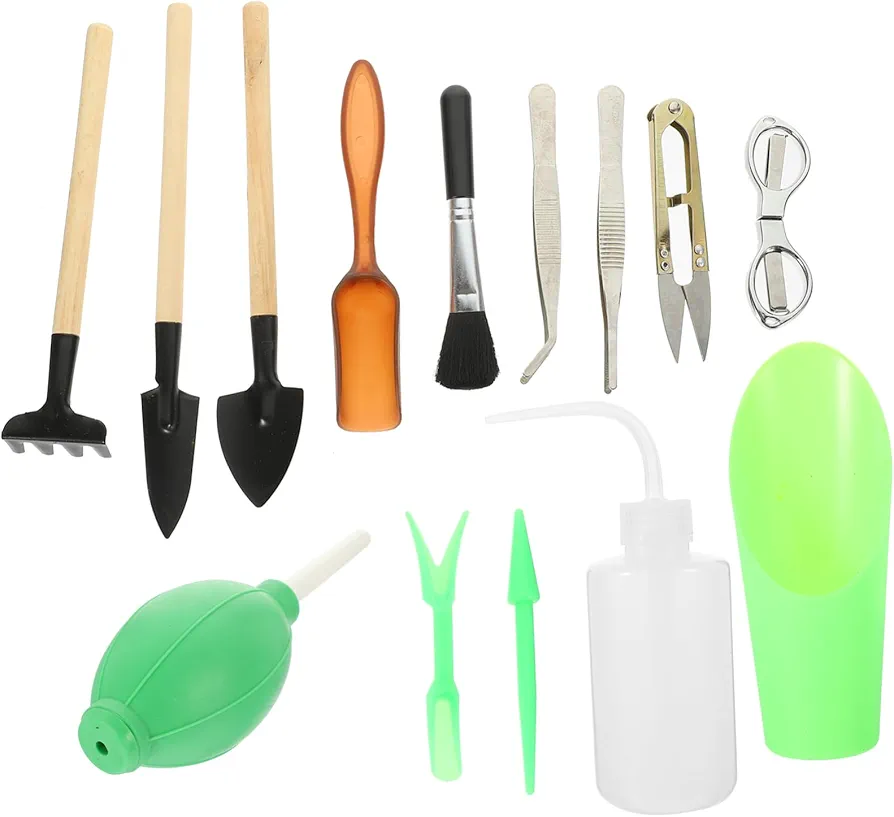 1 Set Terrarium Kit Plant Tweezers Bonsai Tree Gardening Care Tools Garden Shears Bonsai Precision Kit Garden Tool Garden Rake Gardening Trowel Leaf Blower Shovels Tools Wood