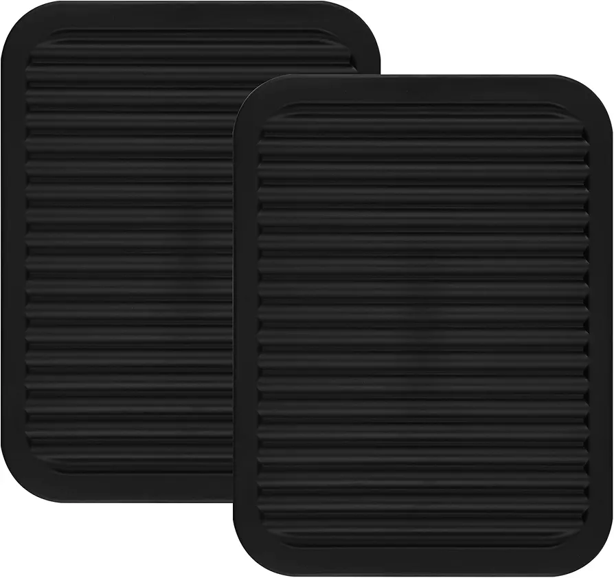 Smithcraft Silicone Trivets Mats for Hot Dishes and Hot Pots, Hot Pads for Countertops, Tables, Pot Holders, Spoon Rest Small Drying Mats Set of 2 Color Black