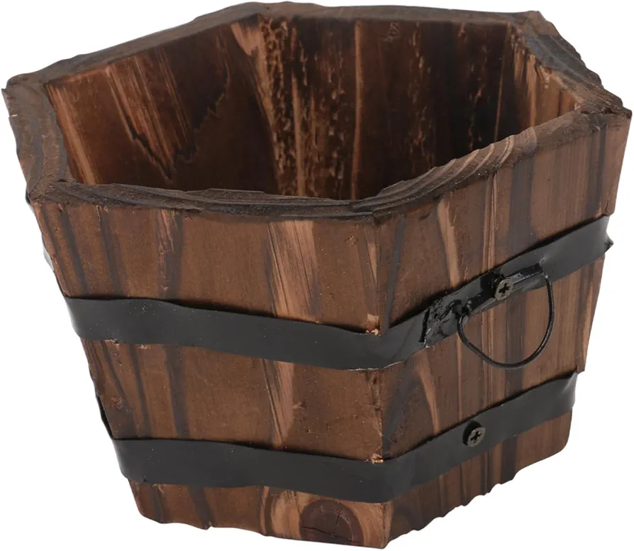1pc Wooden Pot Plant Pots Terrarium Planter Boxes Kit Bonsai Tree Outside Fake Hanging Plants Large Planter Rustic Barrel Rolling Plant Fern Plant Stand Indoor Faux Dried