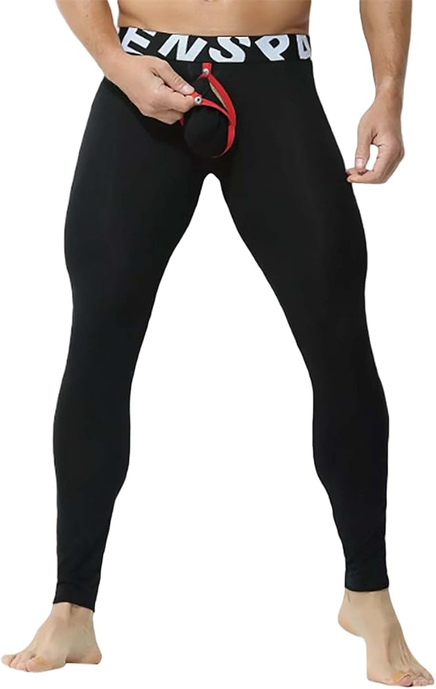 Mens Performance Long Pants Stretch Cotton Wicking Base Layer Legging Pants Thermal Solid Color Cold Weather Bottoms
