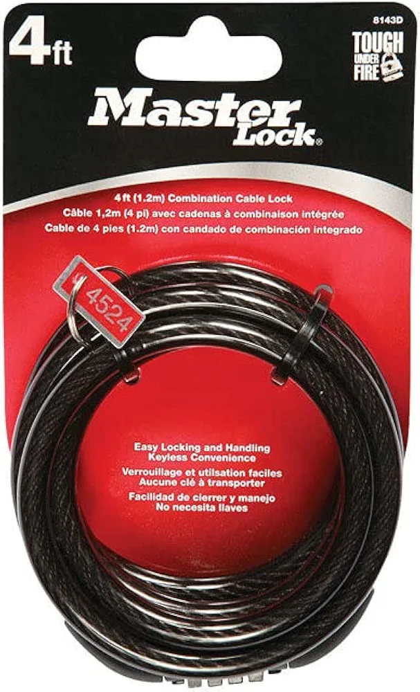 Master Lock 8143D Standard Combination Bike Lock, 1 Pack, Black