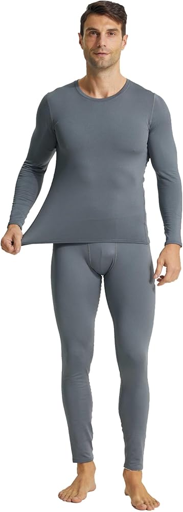 YUSHOW Mens Thermal Underwear Set, Long Johns for Men With Fleece Lined Base Layer Set Cold Weather Winter Top & Bottom