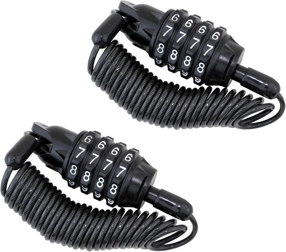 Helmet Lock Cable Resettable Mini Combination Cable Lock Bike Motorcycle Saddle Lock Wire 6 Feet Portable Anti-Theft Duable Cycling Spring Travel Luggage Locks 3mm