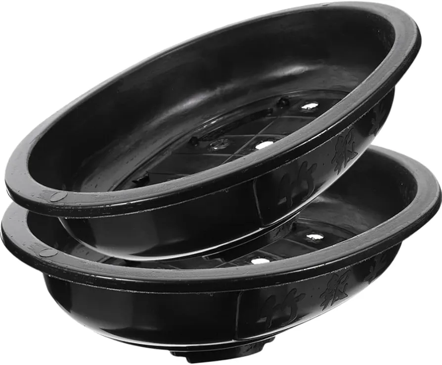 ERINGOGO 4PCS Bonsai Training Pots - 16 Bonsai Pots with Drainage Tray, Oval Bonsai Planter Pot, Plastic Bonsai Tree Pot, Large Plants Growing Planter for Nursery, Garden, Office