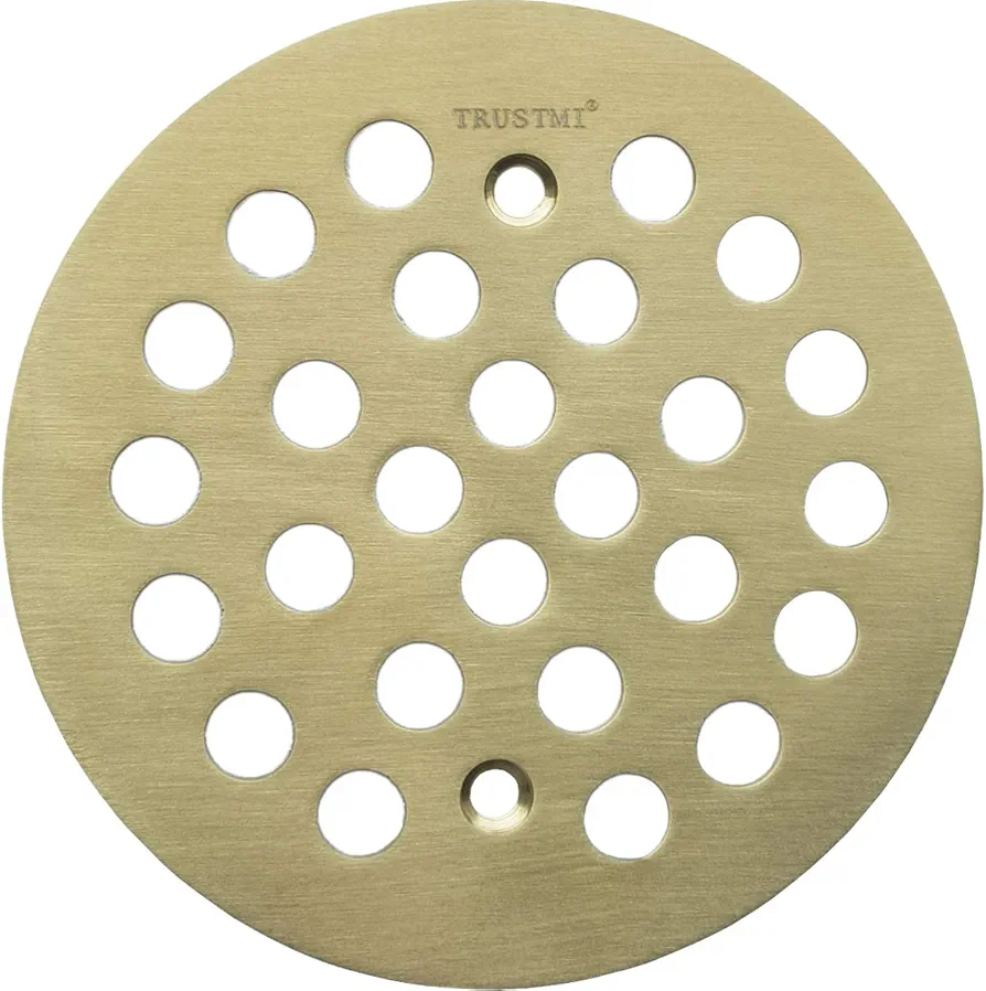 TRUSTMI 4 1/4-inch Screw-in Style Shower Drain Grate Replacement Cover with Screws,Brushed Gold