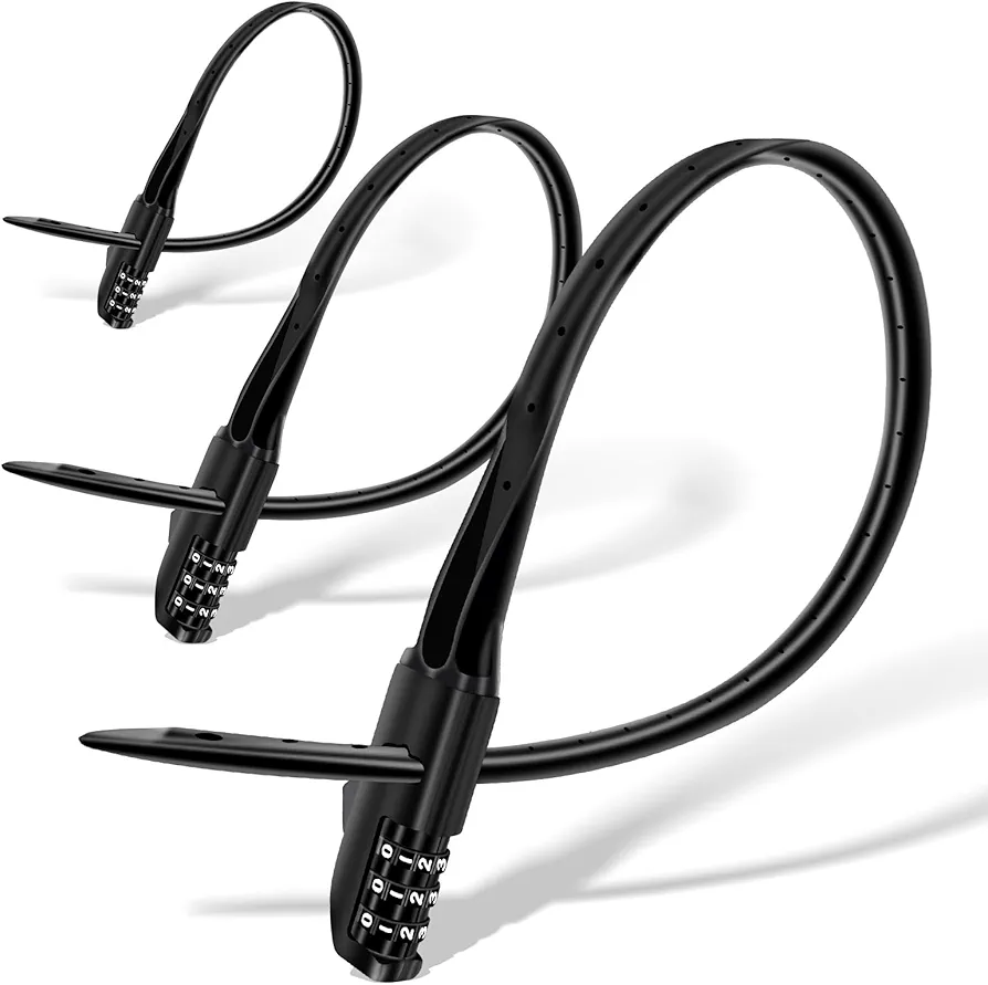 OKG Zip Tie Lock - 3-Digit Combo Bike Lock for Cabinet, Helmet, Skateboard, Fridge, Luggage, Barbecues, Stroller, Fence Door - 3 Pack (Black)