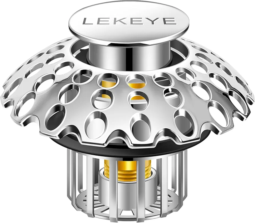LEKEYE Tub Stopper with Shower Drain Hair Catcher | Pop-up Bathtub Plug with Strainer for 1-1/2" to 1-3/4" Bath Drain Hole