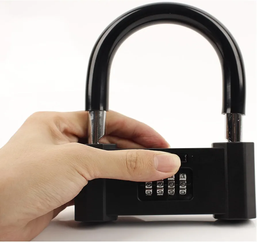 Large Outdoor Combo Lock Weatherproof, 3.15 in Uncuttable Bike Locks, 4 Digit Combination Lock for Bike, Bicycle, Escooter, Motorcycle, Gym Locker, Gates, Wheel, Suitcase, Black Padlock Heavy Duty