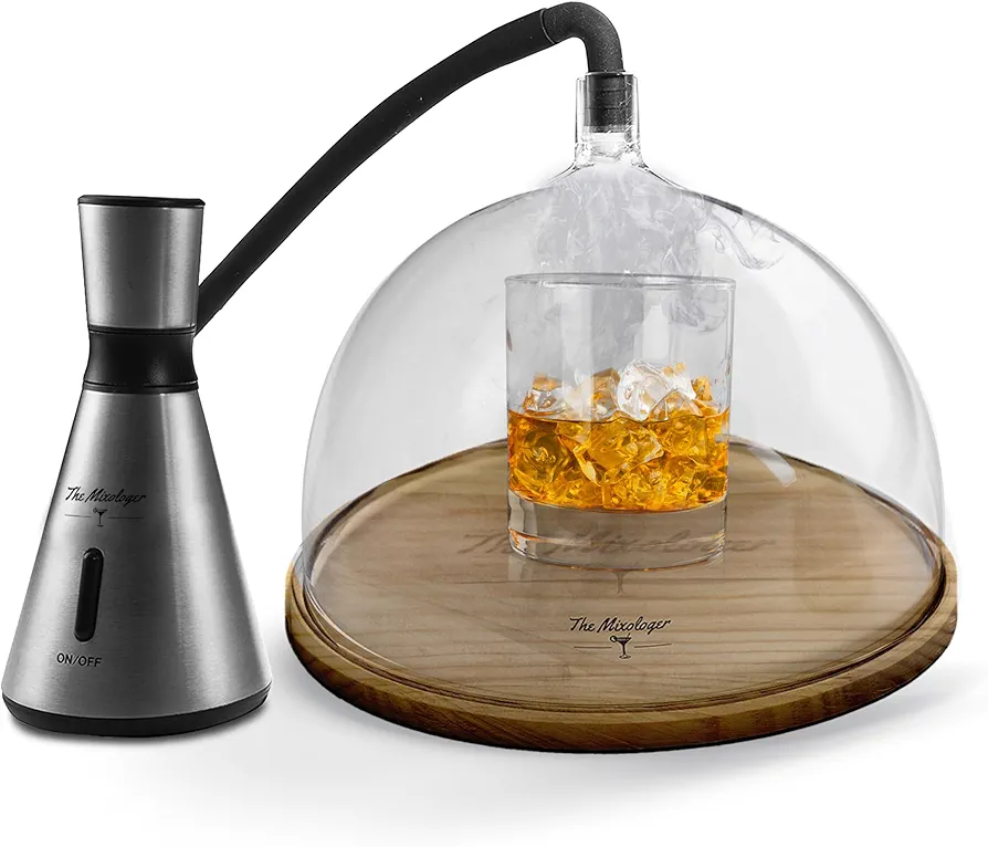 Cocktail Smoker Kit, Whiskey Smoker Kit, Portable Cocktail Smoker with Dome, Wood Plate & 3 Wood Chips, Durable & Easy to Use