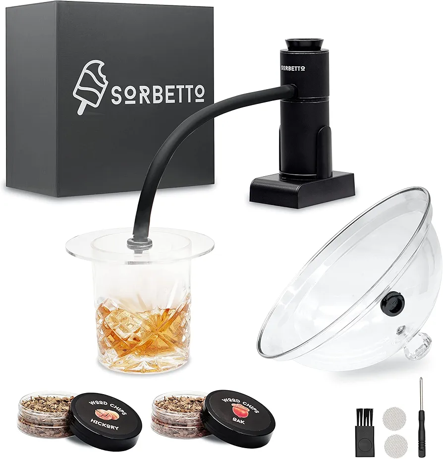 Cocktail Smoker Kit for Drinks, Easily Add a Smokey Flavor to your Cocktails/Food, Includes Cocktail Smoker Recipe E-Book, Oak & Hickory Wood Chips for the Whiskey Smoker Infuser Kit