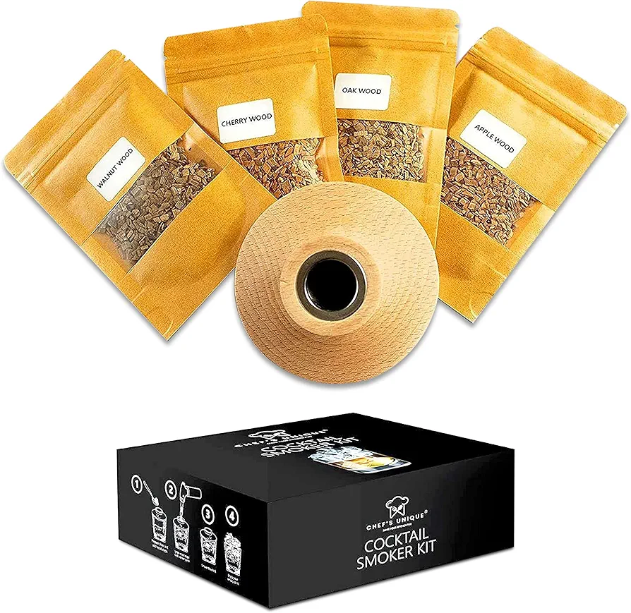 The Artisanal Whiskey Smoker Kit – Infuse Bold Flavors Into Your Whiskey with Apple, Cherry, Oak, and Walnut Wood Chips – Perfect Bourbon Old Fashioned Cocktail Smoker Kit for Whiskey Lovers
